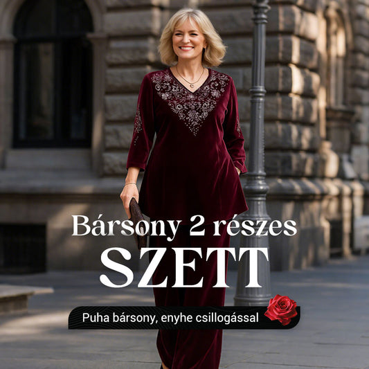 💎Női bársony strasszos felső és nadrág szett