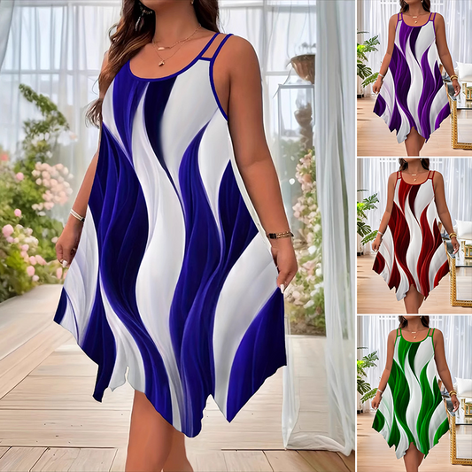 👗 Női divat ujjatlan dupla pántos Midi ruha