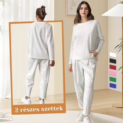Hosszú ujjú, kerek nyakú felső és nadrág (2 részes szett)
