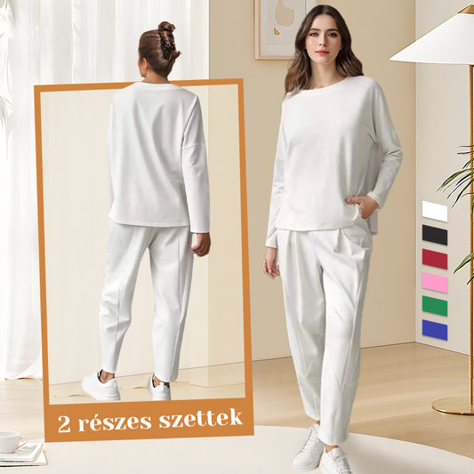 Hosszú ujjú, kerek nyakú felső és nadrág (2 részes szett)