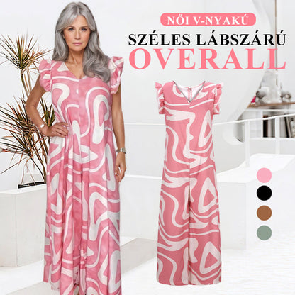 🌸 Nyári széles szárú overall geometrikus mintával✨