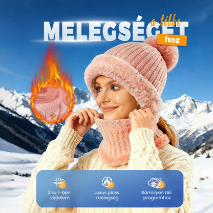 🔥🧢 NŐI TÉLI EGYRÉSZES KÖTÖTT KÖTÖTT SAPKA SÁL MASZK