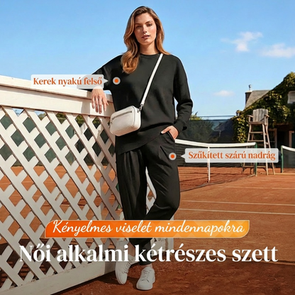 🔥Női, aszimmetrikus szegélyű felső és laza nadrág szett