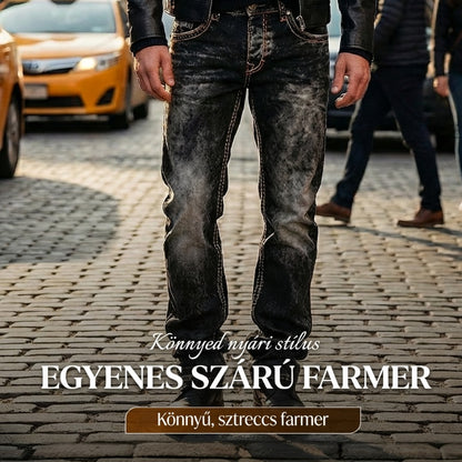 Férfi divat: kreatív, rugalmas farmer