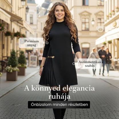 Elegáns pliszírozott midi ruha