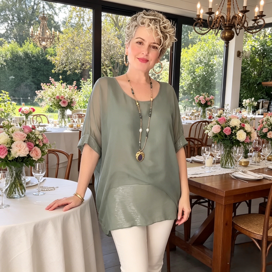 Női alkalmi kerek nyakú felső