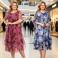 ❤️A Ruhád❤️ Női virágmintás chiffon aszimmetrikus réteges ruha