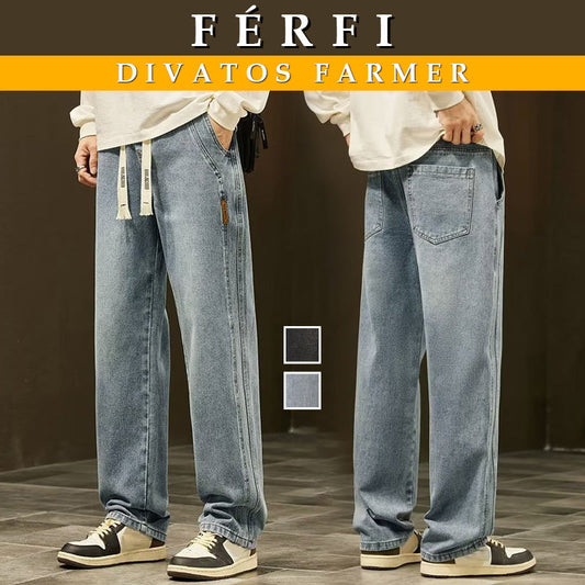 【M-4XL】👖Férfi laza, egyenes fazonú farmernadrág – Kényelmes és kényelmes