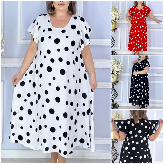 🔥 [S-4XL] ✨️👗 Női Mintás Pöttyös Ruha