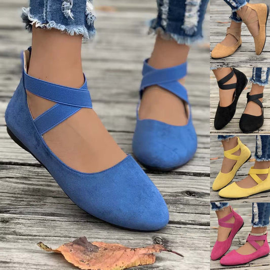 Női hegyes orrú keresztpántos cipő Egyetlen cipő