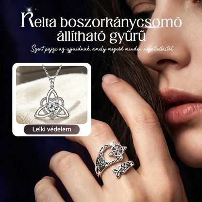 📿💍925 sterling ezüst kelta csomós nyitott gyűrű