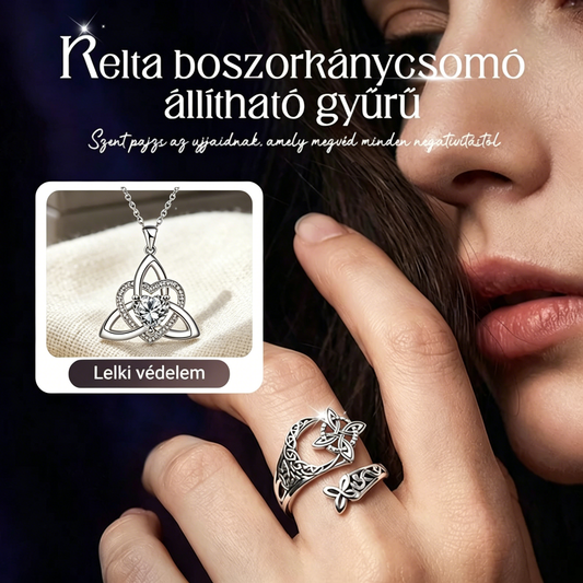📿💍925 sterling ezüst kelta csomós nyitott gyűrű