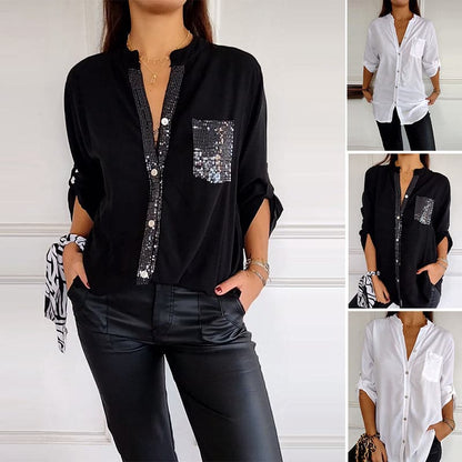 【🔥2024 Nuovi prodotti】✨Top casual patchwork con paillettes