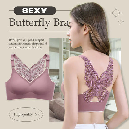 💕M-5XL🦋Pillangós hímzésű merevítő nélküli melltartó
