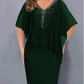 👗Strasszos V-nyakú Cape ruha sifon borítással