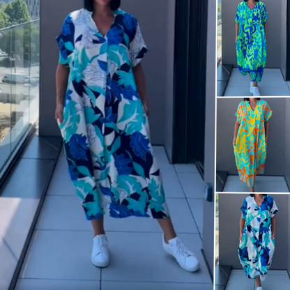 💐 Elegáns, nyomtatott V-nyakú női alkalmi ruhák