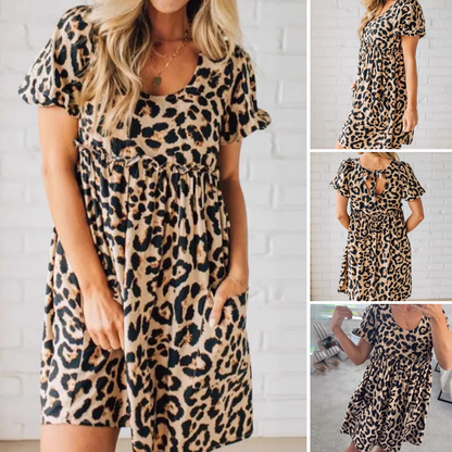 Női alkalmi leopárd nyomtatott miniruha👗