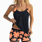 🌸👙 Női nyomtatott tankini és rövidnadrág 2 részes fürdőruha szett