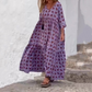 👗Kiemelt nyakkivágás Laza művészi virágos Maxi ruha