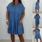 ✨【S-3XL】🌺👗 Női lezser, egyszínű, rövid ruha gombos gombolással