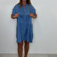✨【S-3XL】🌺👗 Női lezser, egyszínű, rövid ruha gombos gombolással
