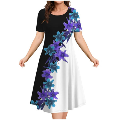 ✨Női nyomtatott mintás, rövidujjú casual ruha