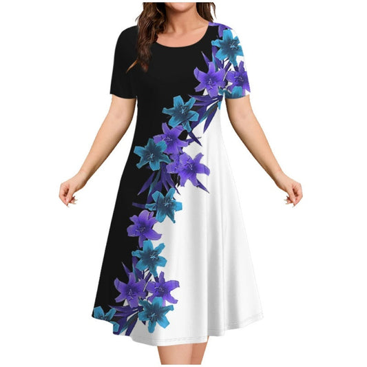 ✨Női nyomtatott mintás, rövidujjú casual ruha