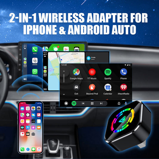 🔥🚗2 az 1-ben vezeték nélküli adapter iPhone és Android Auto eszközökhöz