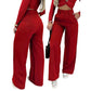 Női magas derekú, széles szárú, egyszínű nadrág
