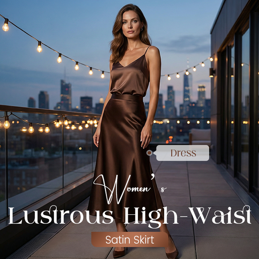 🔥Forró akciók – Női fényes, magas derekú szatén szoknya