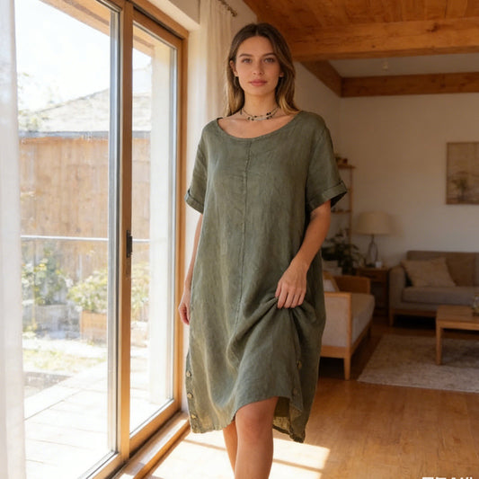 Női alkalmi tunika ruha zsebekkel