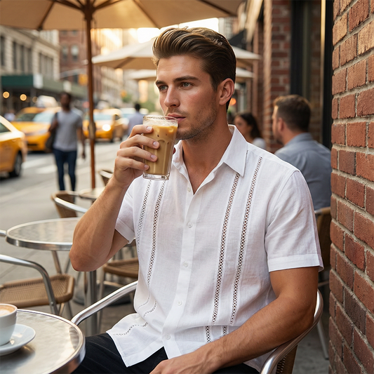 😎Laza, rövid ujjú férfi ing gombos záródással🌴