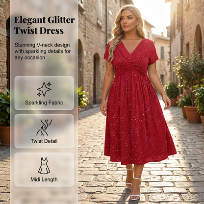 💗Elegáns, V-nyakú, elöl csavart női ruha