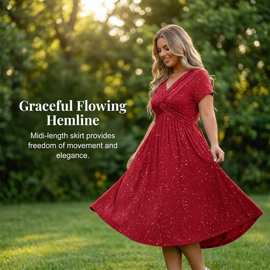 💗Elegáns, V-nyakú, elöl csavart női ruha💗✨Hadd ragyogjon a varázsod!