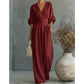 🎊Elegáns, V-nyakú, széles szárú, derékban szűkített, karcsúsító jumpsuit