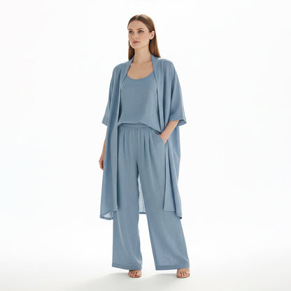 Elegáns, laza szabású, háromrészes otthoni ruhakészlet