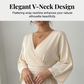 Elegáns, V-nyakú, redős, széles szárú jumpsuit