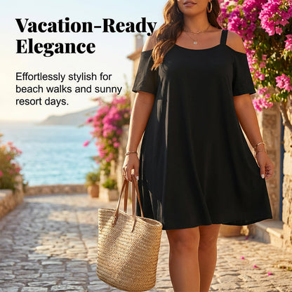 Női szabadidőruha, vállkivágással, egyszínű