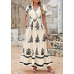 Női alkalmi, V-nyakú, boho stílusú maxi ruha