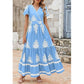 Női alkalmi, V-nyakú, boho stílusú maxi ruha
