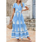 Női alkalmi, V-nyakú, boho stílusú maxi ruha