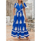 Női alkalmi, V-nyakú, boho stílusú maxi ruha