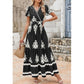 Női alkalmi, V-nyakú, boho stílusú maxi ruha