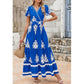 Női alkalmi, V-nyakú, boho stílusú maxi ruha