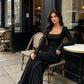 Női alkalmi, négyzet alakú nyakkivágású, széles szárú jumpsuit