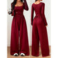 Női alkalmi, négyzet alakú nyakkivágású, széles szárú jumpsuit