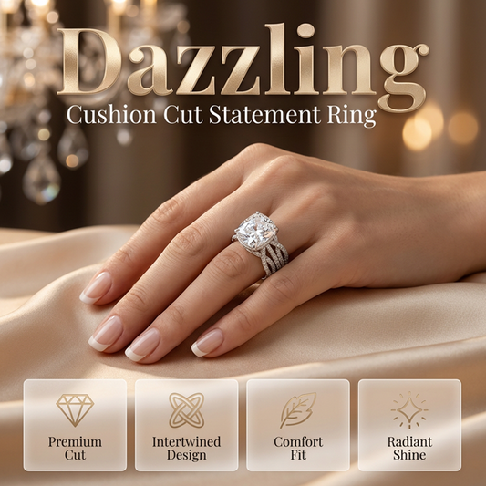 Elegáns négyzet alakú szoliter és kiegészítő gyűrű