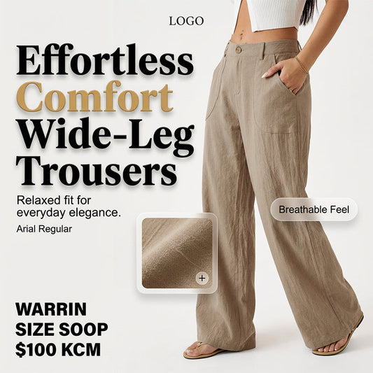 Női alkalmi széles szárú nadrág zsebekkel