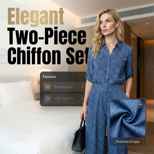 Elegáns Sifon Póló & Széles Lábú Nadrág Szett