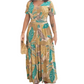Női Leveles Mintás Folyós Maxi Ruha